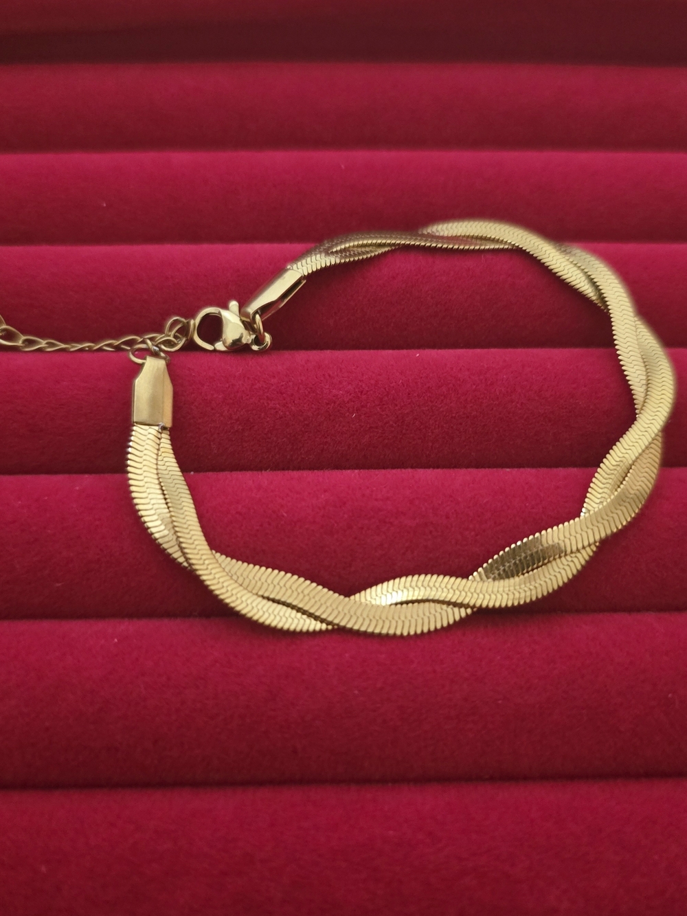 18K Gold Plated Twisted Herringbone Bracelet - Women Trendy Jewelry Classic B005